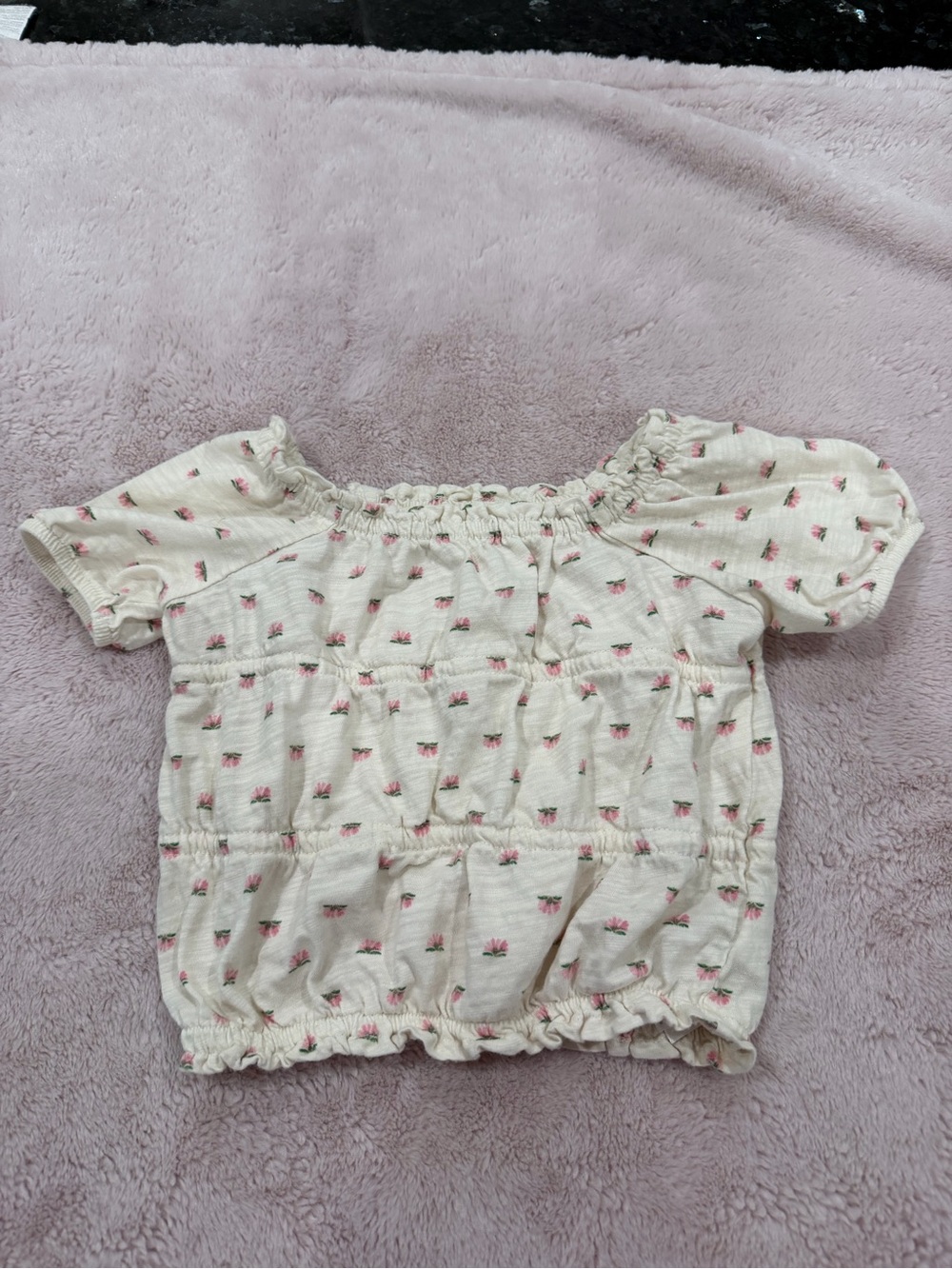 Old Navy: Girls' Cream Puff-Sleeve Top with Pink Floral Print